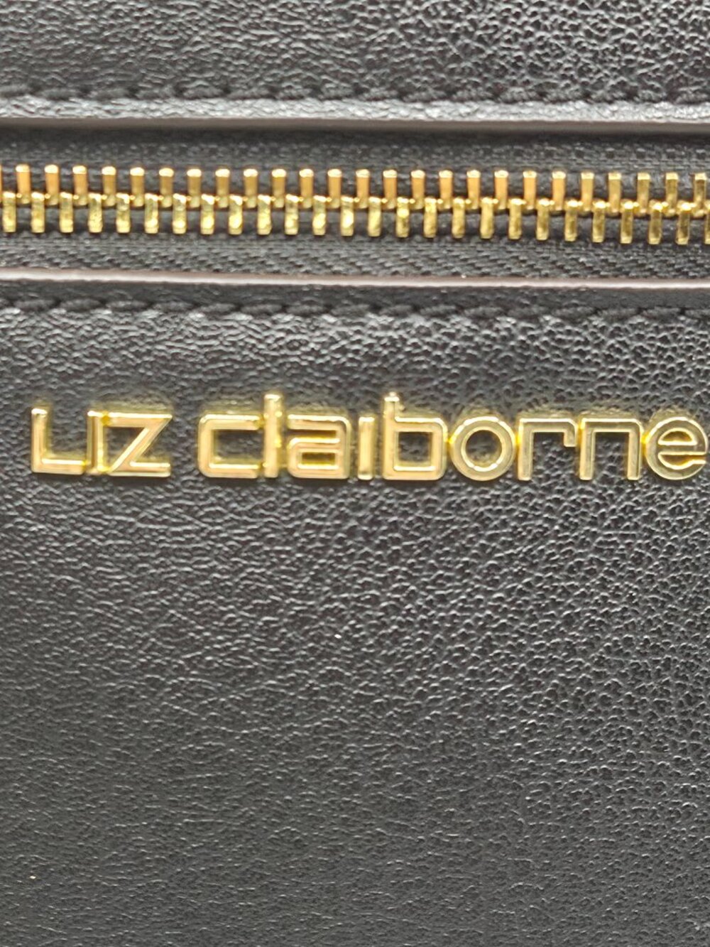 Liz Claiborne Crossbody Bag Black Gold Hardware Clasic Minimalist Everyday Purse - Picture 2 of 7